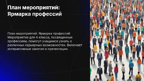 План мероприятий на месяц для 4 класса: Ярмарка профессий