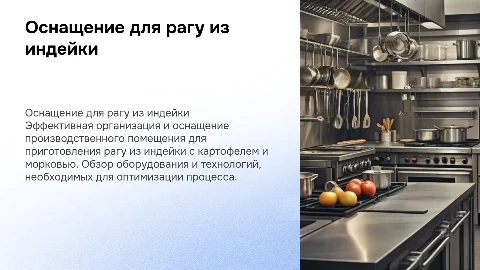 Организация и оснащение кухни для рагу из индейки