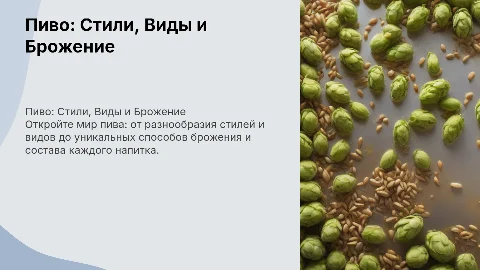 Пиво, стили варки, виды, состав, способы брожения