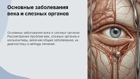 основные заболевания века, слезные органы, конъюнктива