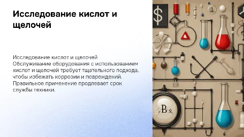 исследование кислот и щелочей в обслуживание оборудования