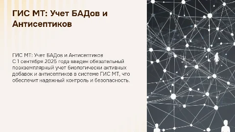 Система ГИС МТ: Поэкземплярный учет БАДов и Антисептиков