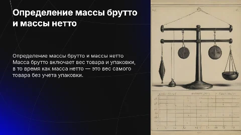 Определение массы брутто, массы нетто