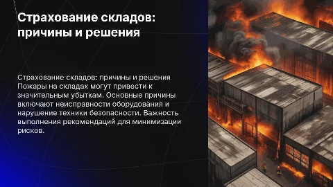 Страхование складских комплексов: причины убытков от пожаров