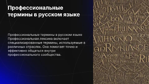 Профессиональная лексика русского языка