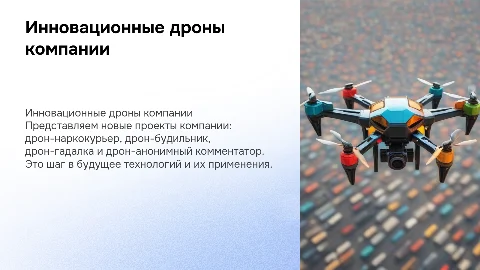 Презентация бизнес проектов компании по созданию дронов