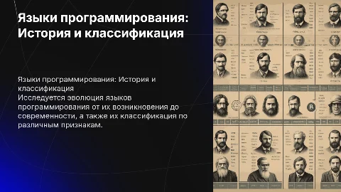 Презентация по языкам программирования: история и классификация