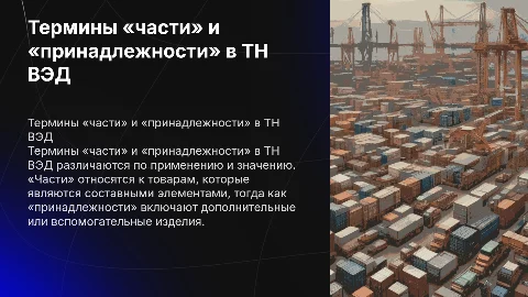 Термины «части» и «принадлежности» в ТН ВЭД