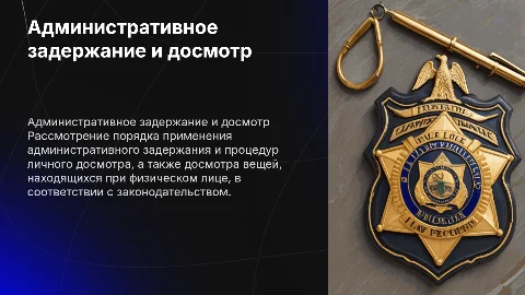 Порядок применения административного задержания и досмотра