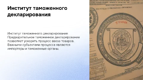 Институт предварительного таможенного декларирования: характеристика