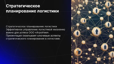 Стратегическое планирование логистики для ООО «АгроНик»
