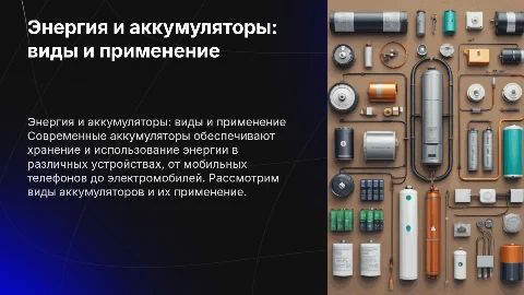 аккумулирование энергии, аккумуляторы, виды и применение