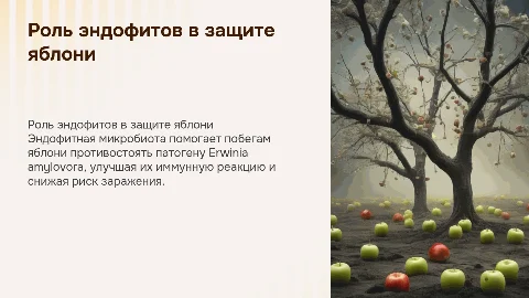 Влияние эндофитной микробиоты на устойчивость яблонь