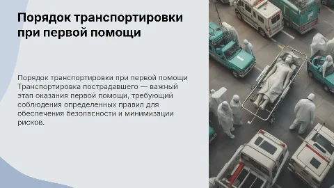 порядок транспортировки при оказании первой помощи