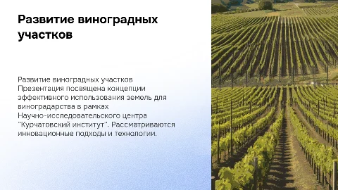 Концепция развития виноградарства в Курчатовском институте
