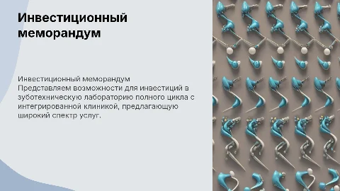 Инвестиционный меморандум по продаже зуботехнической лаборатории