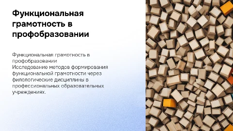 Формирование функциональной грамотности в профессиональном образовании