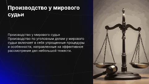 Особенности производства у мирового судьи по уголовным делам