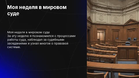 молодежная практика на тему как я провел эту неделю в мировом суде