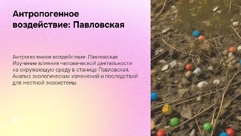проэкт на тему антропогенное воздействие в ст Павловская