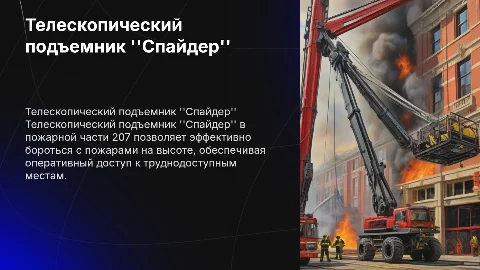 Телескопический подъемник "Спайдер" в пожарной части 207