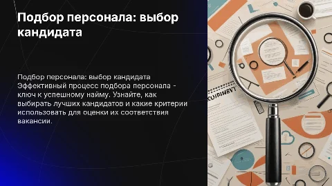 Подбор персонала: выбор кандидата на вакансию