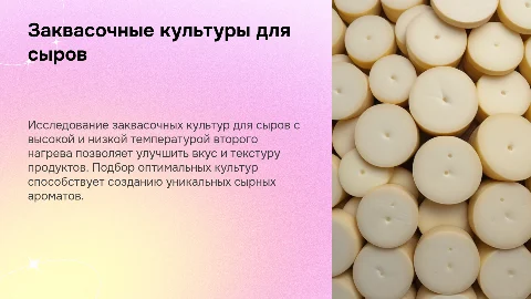 Заквасочные культуры для сыров с ВТВН и НТВН