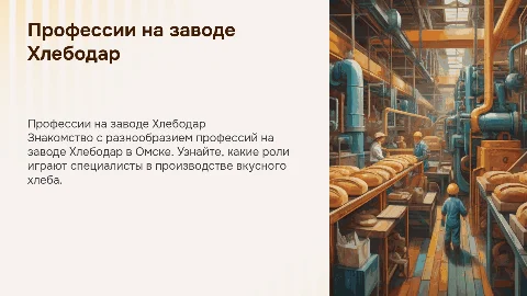 Профессии на заводе Хлебодар Омска для детей