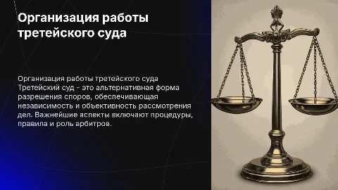 Организация работы третейского суда
