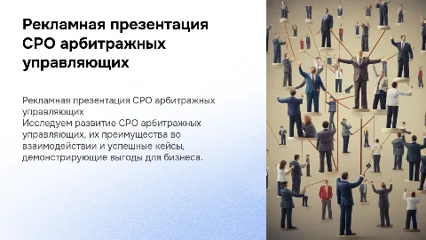 Рекламная презентация СРО арбитражных управляющих: развитие и кейсы