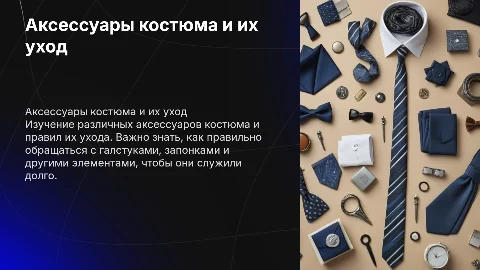 принадлежности костюма и обращение с ними