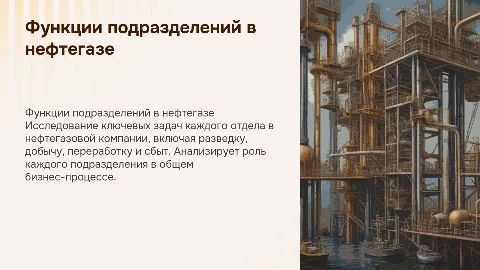Основные функции подразделений нефтегазовой компании