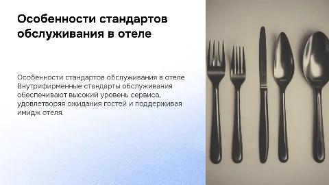 Особенности внутрифирменных стандартов обслуживания в отеле