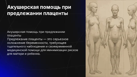 Оказание акушерско-гинекологической помощи при предлежании плаценты