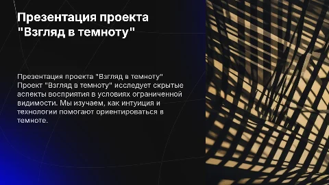 Презентация проекта "Взгляд в темноту"