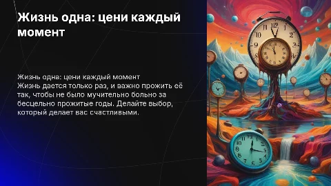 Презентация для подростков на тему "Жизнь одна"