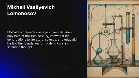 Презентация о Михаиле Ломоносове с переводом на русский