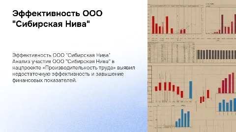 Недостаточная эффективность участия ООО "Сибирская Нива" в нацпроекте
