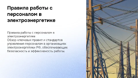 Правила работы с персоналом в электроэнергетике
