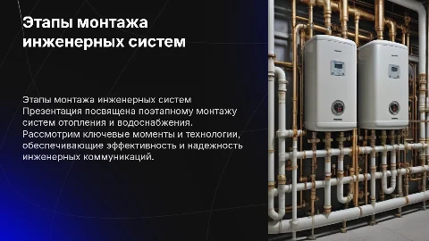 Пример монтажа инженерных систем отопления и водоснабжения