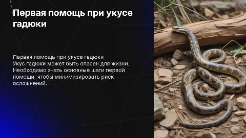 Первая помощь при укусе змеи гадюке