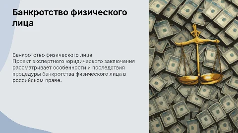 Экспертное заключение по банкротству физического лица