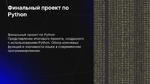 Финальный проект по тебе Python