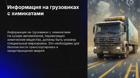 Информация на кузове грузовых автомобилей с химикатами