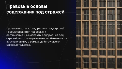 Правовые и организационные основы содержания под стражей