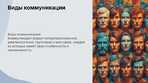 Виды коммуникации: интраперсональная, межличностная, групповая
