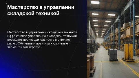 Формированию мастерства управления складской техникой