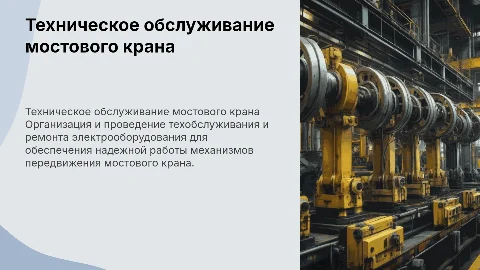 Организация технического обслуживания мостового крана