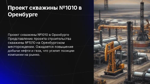 Проект строительства добывающей скважины №1010 в Оренбурге