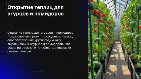Открытие теплиц для выращивания огурцов и помидоров